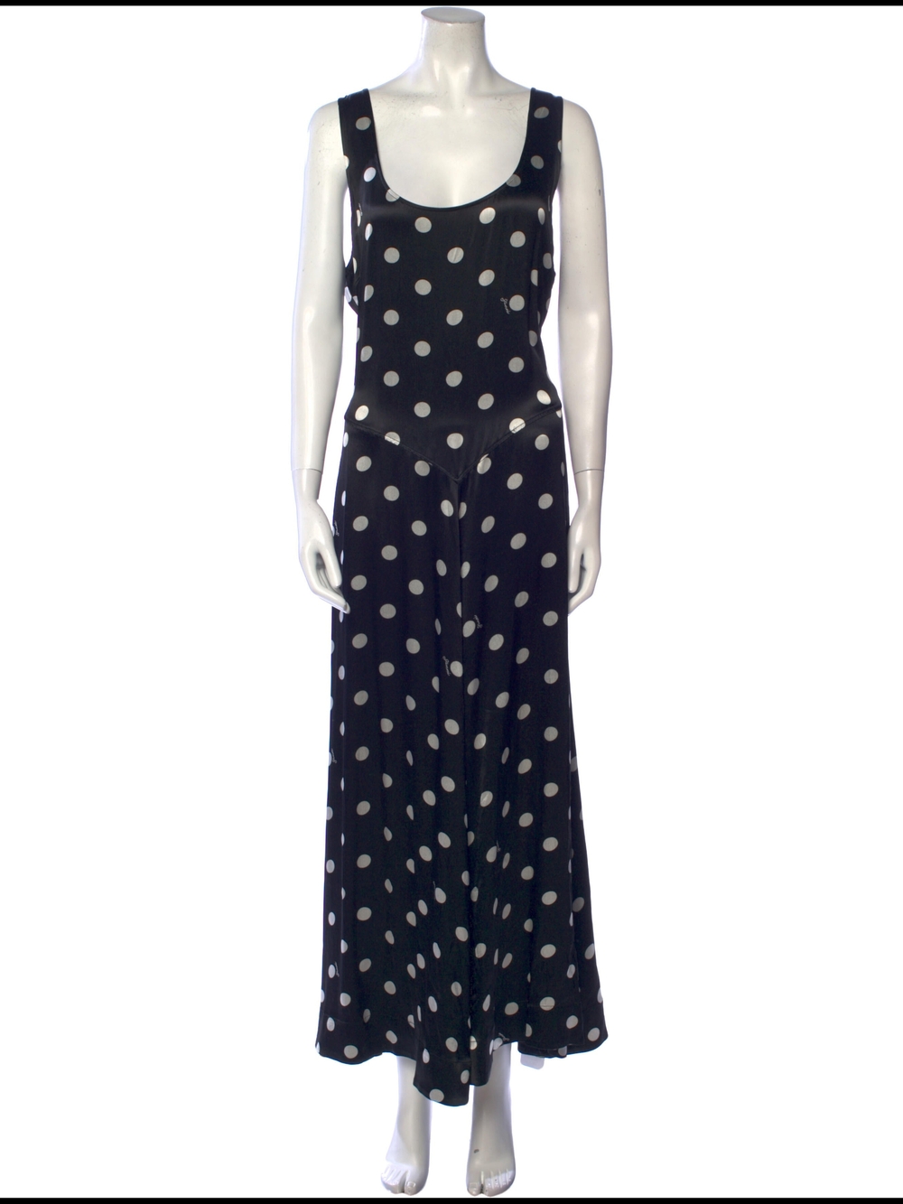 Ganni Black Maxi Dress with White Polka Dots